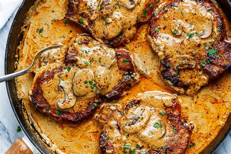 · delicious scalloped potatoes, thinly sliced potatoes baked with butter, bacon, onion, chives, parsley, gruyere, parmesan and cream. Garlic Pork Chops Recipe in Creamy Mushroom Sauce - How to ...