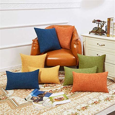 Style:futon | color:mustard yellow velvet. Anickal Set of 2 Mustard Yellow Farmhouse Pillow Covers ...
