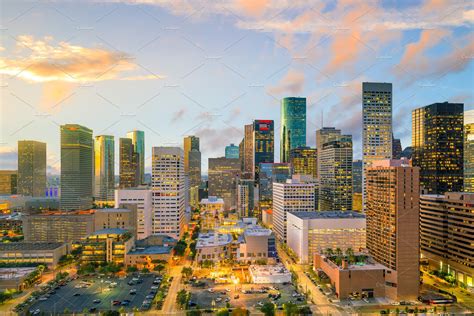 Downtown Houston Skyline In Texas ~ Photos ~ Creative Market