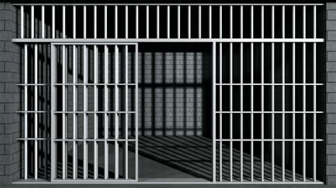 Jail Cell Door Close Fronta Static Front View Of The Door Slamming Shut