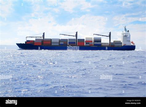 Sea Cargo Merchant Ship Sailing Blue Ocean Stock Photo Alamy