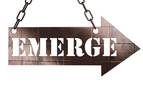 Emerge Word On Metal Pointer 5986958 Stock Photo At Vecteezy