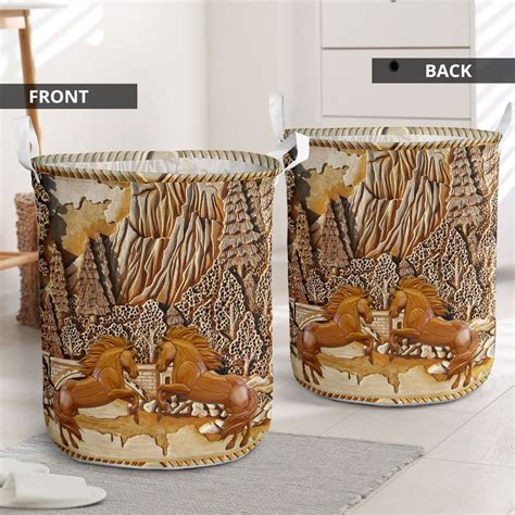 Horse Floral Wood Laundry Basket In 2022 Laundry Basket Laundry