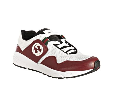 Gucci Red Leather And Mesh Typhoon Sneakers In White For Men Red Lyst