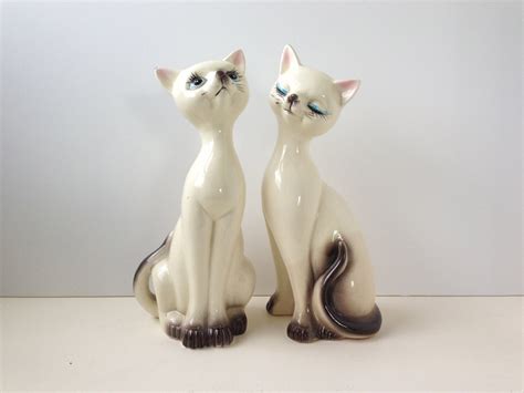 Vintage Made In Japan Siamese Cat Figurines Set Of Two Etsy