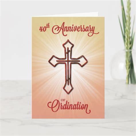 40th Anniversary Of Ordination Ruby Cross Card Uk