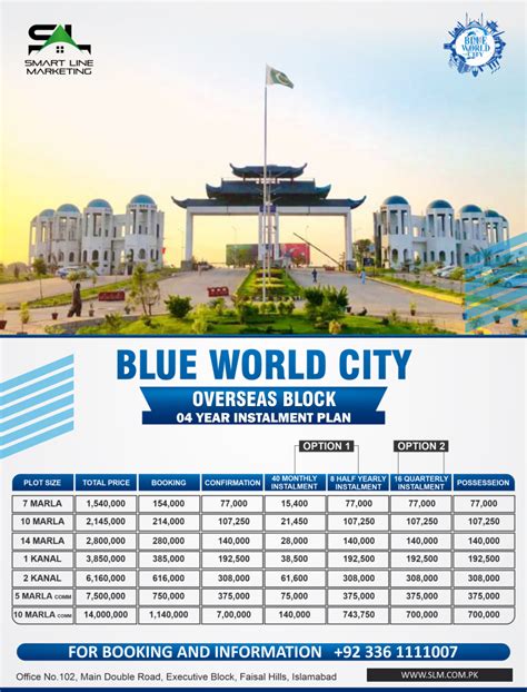 Blue World City Islamabad Updated Payment Plan Smart Line Marketing