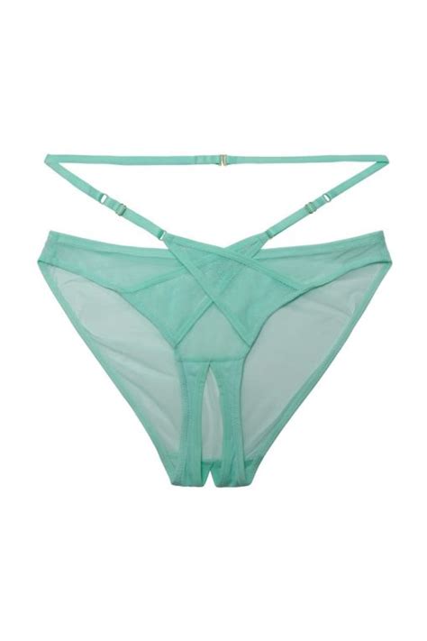 Buy Handmade Playful Promises Luxe Bras Eddie Aqua Crossover Wrap Crotchless Brief For Mom Dad