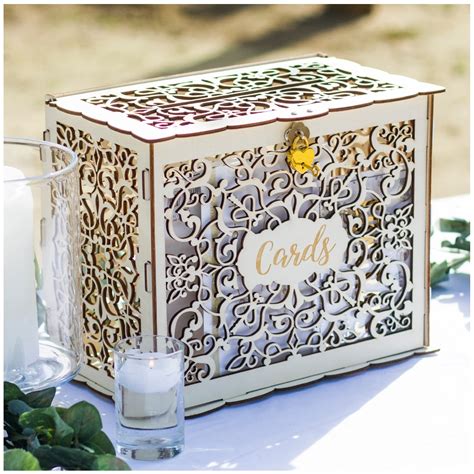 Wood Wedding Card Box With Slot Large Wedding Card Box With Lid And