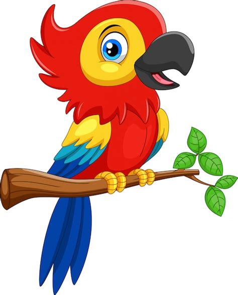 Premium Vector Funny Red Parrot Cartoon