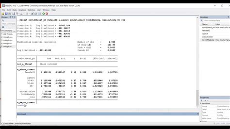 Multinomial Logistic Regression Using Stata Covid 19 Threat