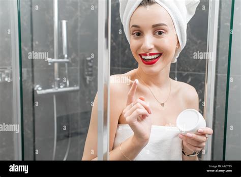 Woman In The Shower Stock Photo Alamy