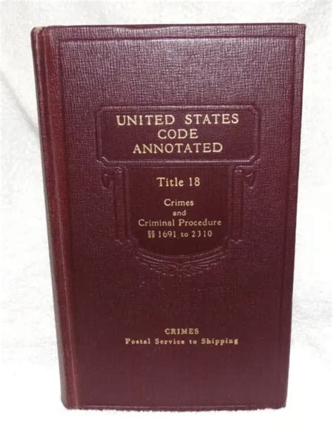 United States Code Annotated 1970 Title 18 Crimes Criminal Procedure