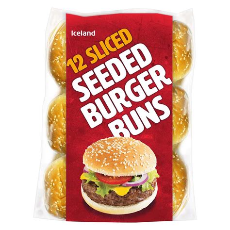 Iceland 12 Sliced Seeded Burger Buns Frozen Bakery Iceland Foods