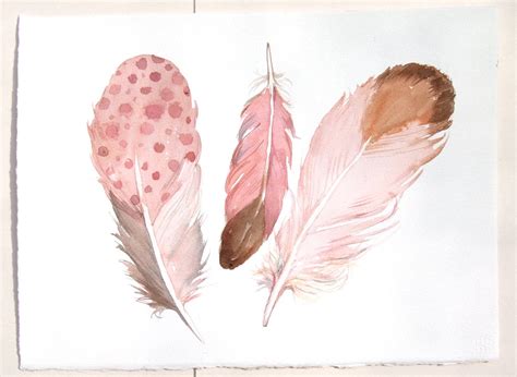 Pale Pink Feathers Painting Watercolor Paintings Original