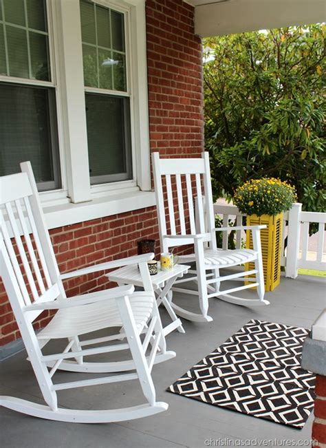 Go with a classic wooden rocking chairs are the timeless standard, combining comfort and durability. Simple Fall Front Porch - Christinas Adventures