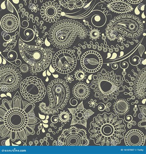 Paisley Floral Seamless Background Stock Vector Illustration Of