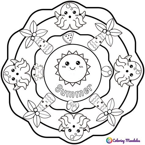 Summer Mandala For Kids Coloring Pages For Kids