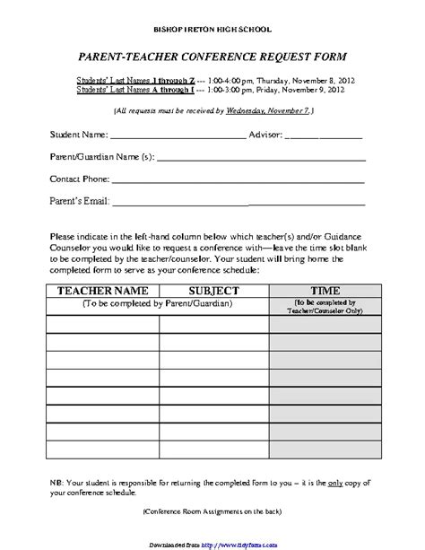 How To Request A Parent Teacher Conference Printable Templates