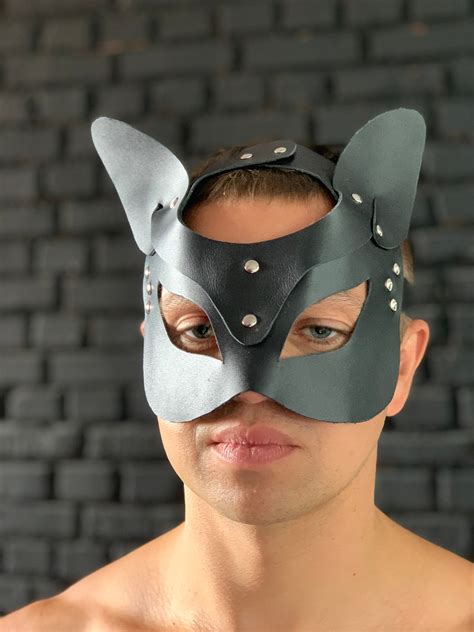 Personalized Bdsm Pet Play Mask Cat Leather Mask Leather Etsy