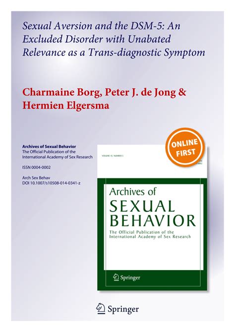 Pdf Sexual Aversion And The Dsm 5 An Excluded Disorder With Unabated