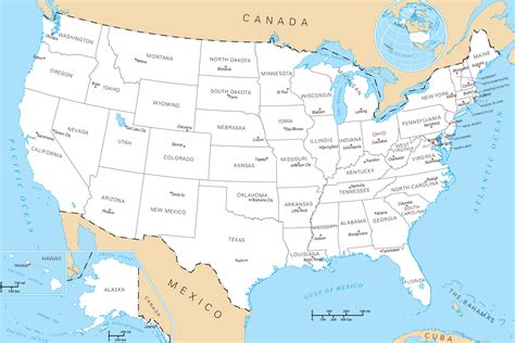 Carte Des Etats Unis Avec Villes Arts Et Voyages