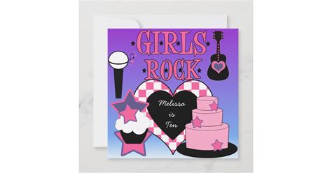 Girls Rock Birthday Invitation Zazzle