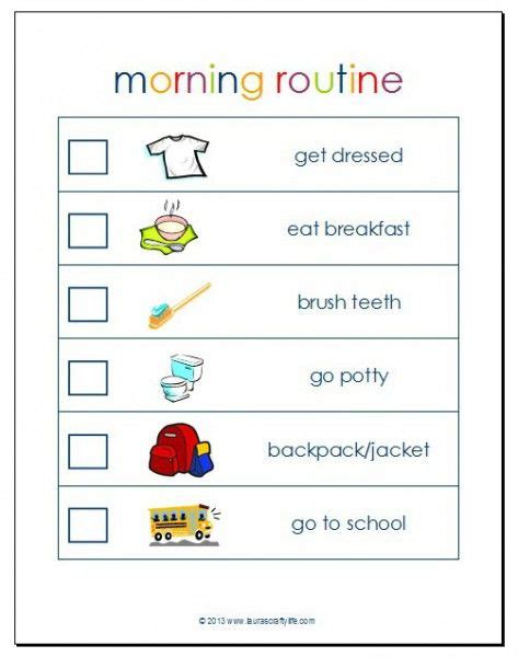 Great Back To School Ideas Morning Routine Printable Routine