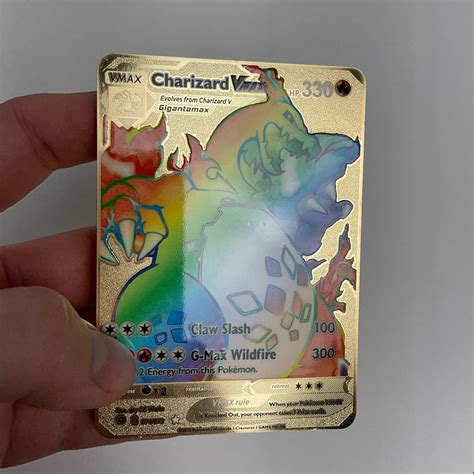 Mavin Rainbow Charizard Vmax Gold Metal Card Nm Cards