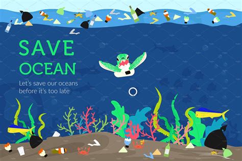 Infographic Illustration Save Ocean Animal Illustrations ~ Creative