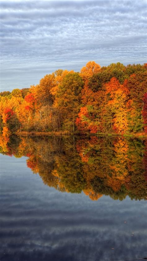 Papéis De Parede Autumn Lago Cenário árvores Céu Reflexão Da água
