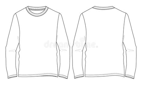 Long Sleeve T Shirt Vector Template For Mens Stock Illustration
