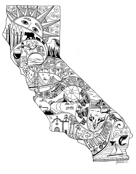 California Wall Art Map Art State Artwork California Map