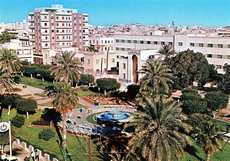 Tripoli Libya 70s View Of Omar El Muktar Park Libya House Styles