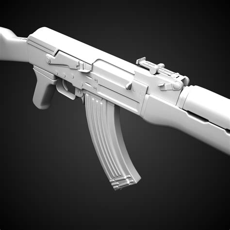 Ak47 Assault Rifle Hi Res 3d Model Max Obj Fbx Lwo Lw Lws Ma Mb