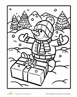 Coloring pages for toddlers, preschool and kindergarten. Snowman to Color | Worksheet | Education.com