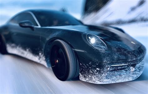 Обои Hdr 911 Porsche Drift Winter Snow Game Carrera S Uhd 4k