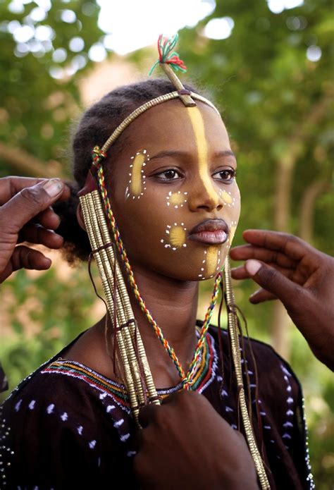 Fulani Makeup Afrikanische Schönheit Frau Gesicht Weltkulturen