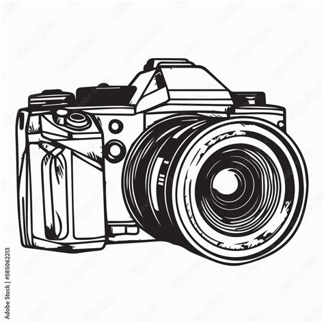 Vetor De Photo Camera Line Art Vector Illustration Icon Of Photography