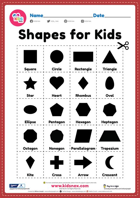 Free Printable Shapes For Toddlers Flash Card Cutting
