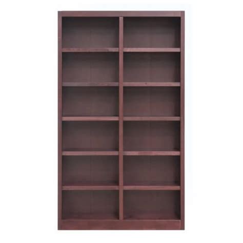 Traditional 84 Tall 12 Shelf Double Wide Wood Bookcase In Cherry 1