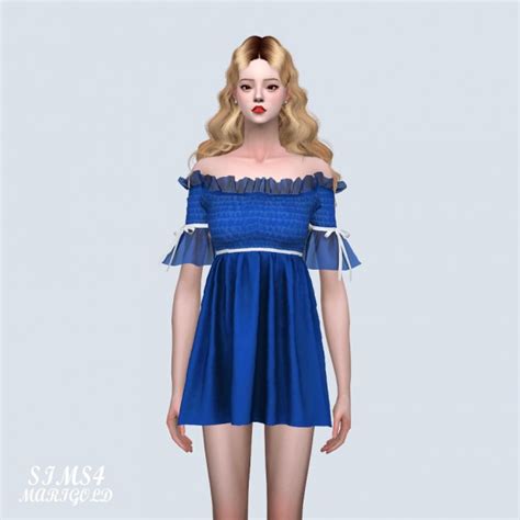 Sims4 Marigold Princess Off Shoulder Mini Dress • Sims 4 Downloads