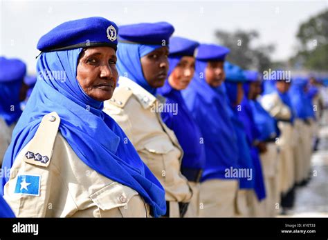 Somali Female Police Officers March During A Parade At A Ceremony Held To Mark The 74th