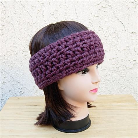 Basic Crochet Knit Winter Warm Fig Purple Headband Ear Warmer Aftcra
