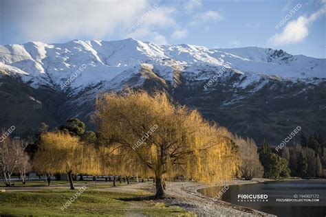 New Zealand Landscape With Snowcapped Mountains — Scenics Beauty In