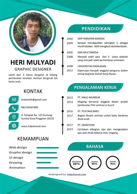 Contoh Cv Lamaran Kerja Word Pdf Menarik Kreatif Daftar Riwayat Hidup Curriculum Vitae