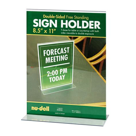 nudell 38020 8 1 2 x 11 clear acrylic double sided sign holder