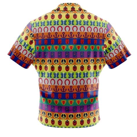 All Symbols Pattern Jojos Bizarre Adventure Button Up Hawaiian Shirt