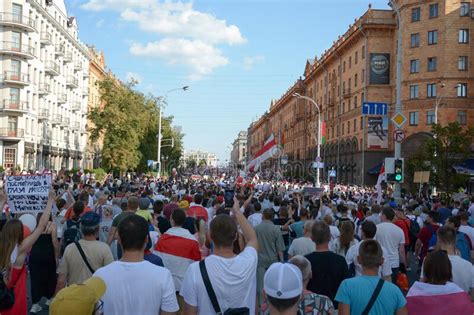 Minsk Belarus August 2020 Tens Of Thousands Of People Took To The