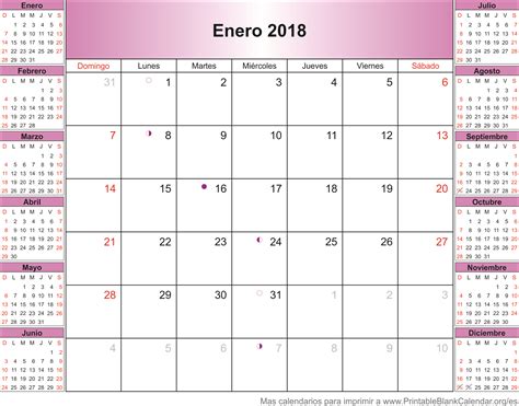 Calendario Enero 2018 Calendarios Para Imprimir